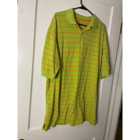 Pj Mark Other - PJ Mark 2XL Striped Polo Shirt Green‎ Orange Short Sleeve Men's Casual
